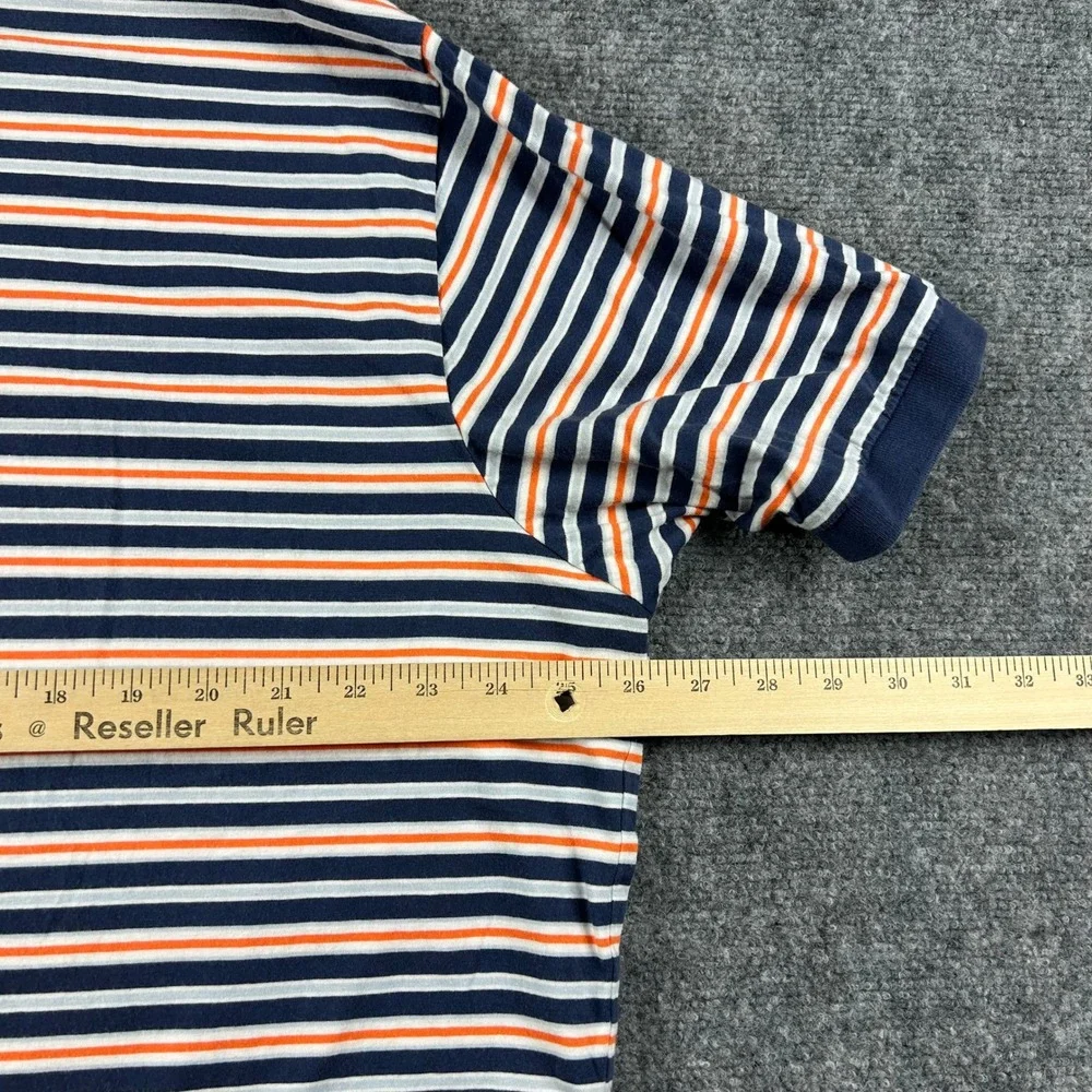 Polo Ralph Lauren Polo Shirt Mens XXL Navy Orange Striped Short Sleeve Cotton